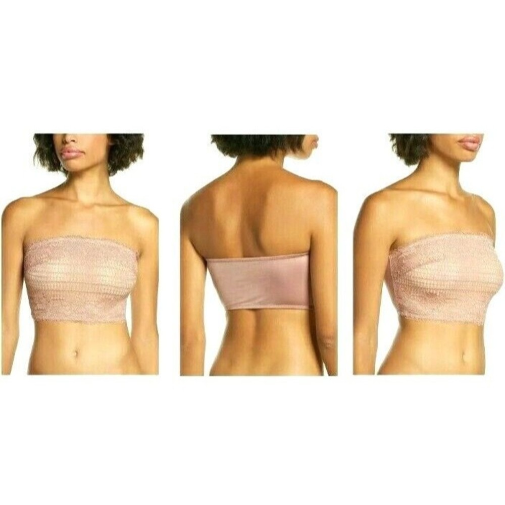 Free People Bralette M Camila Bandeau Crochet Lace Bra Top Vintage Rose Size M - Picture 4 of 8